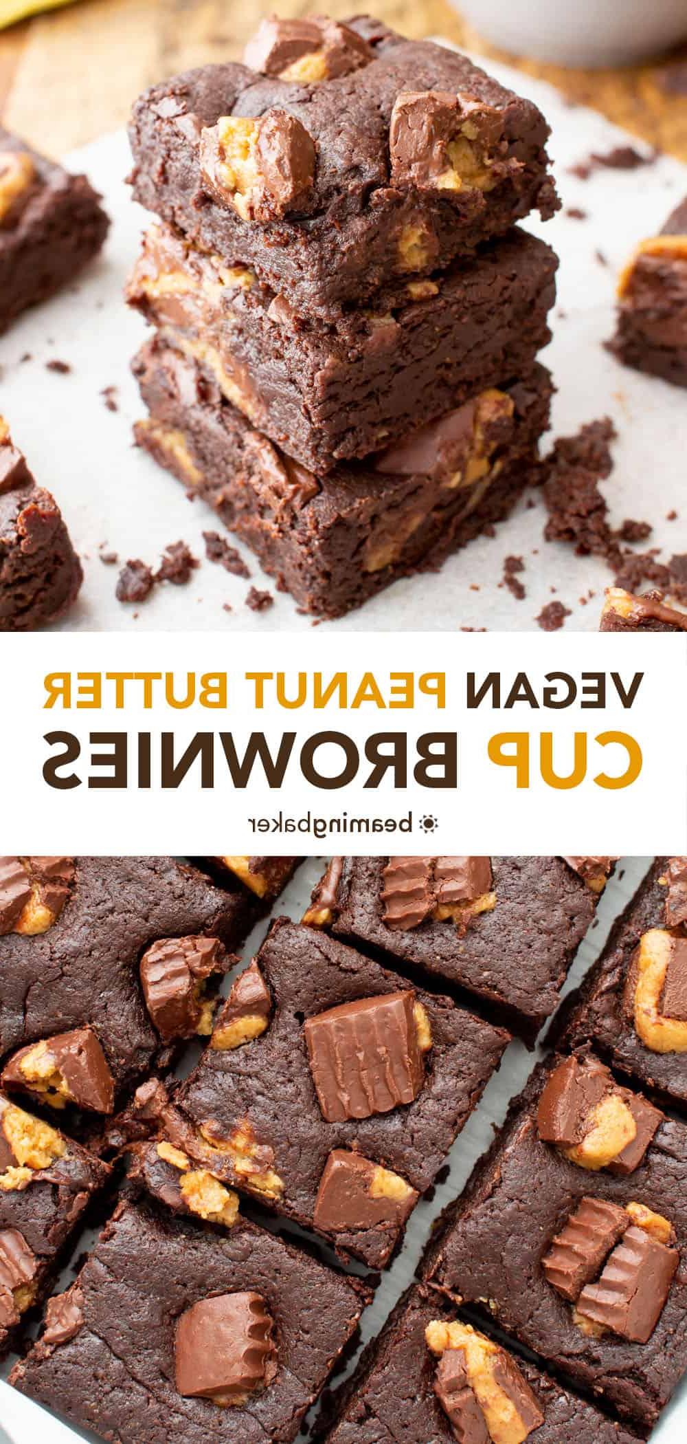Pin für vegane Erdnussbutter-Brownies: Saftige Brownies mit Erdnussbutter-Bechern. Ideal für vegane Desserts und Schokoladenliebhaber. #VeganBacken #RezeptIdeen #SüßeLeckerei