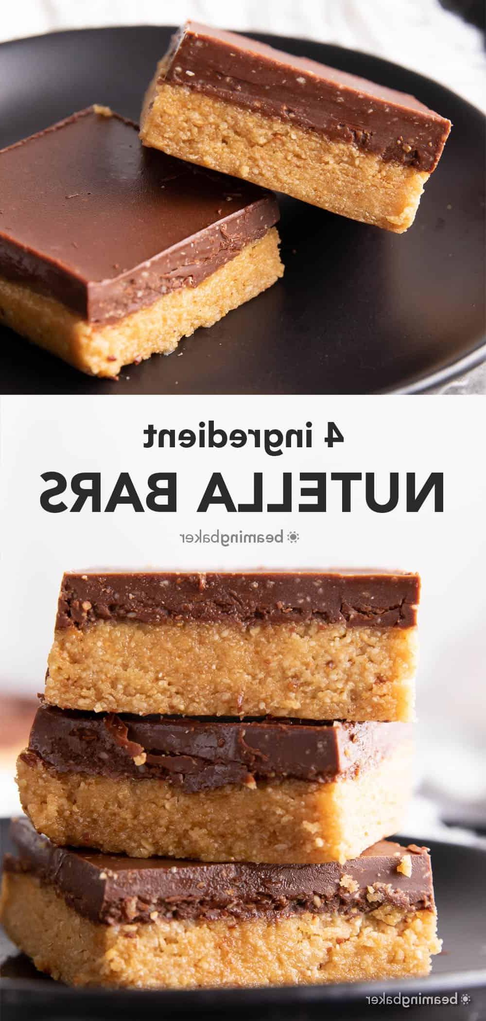 4-Zutaten Nutella Riegel ohne Backen: Dieses einfache Rezept für Nutella-Schokoriegel ergibt weiche, zähe Riegel mit einer dicken Schoko-Haselnuss-Oberfläche. Die besten Nutella-Riegel ohne Backen – Nutella in mundgerechter Riegelform! #Nutella #Schokolade #OhneBacken #Haselnuss