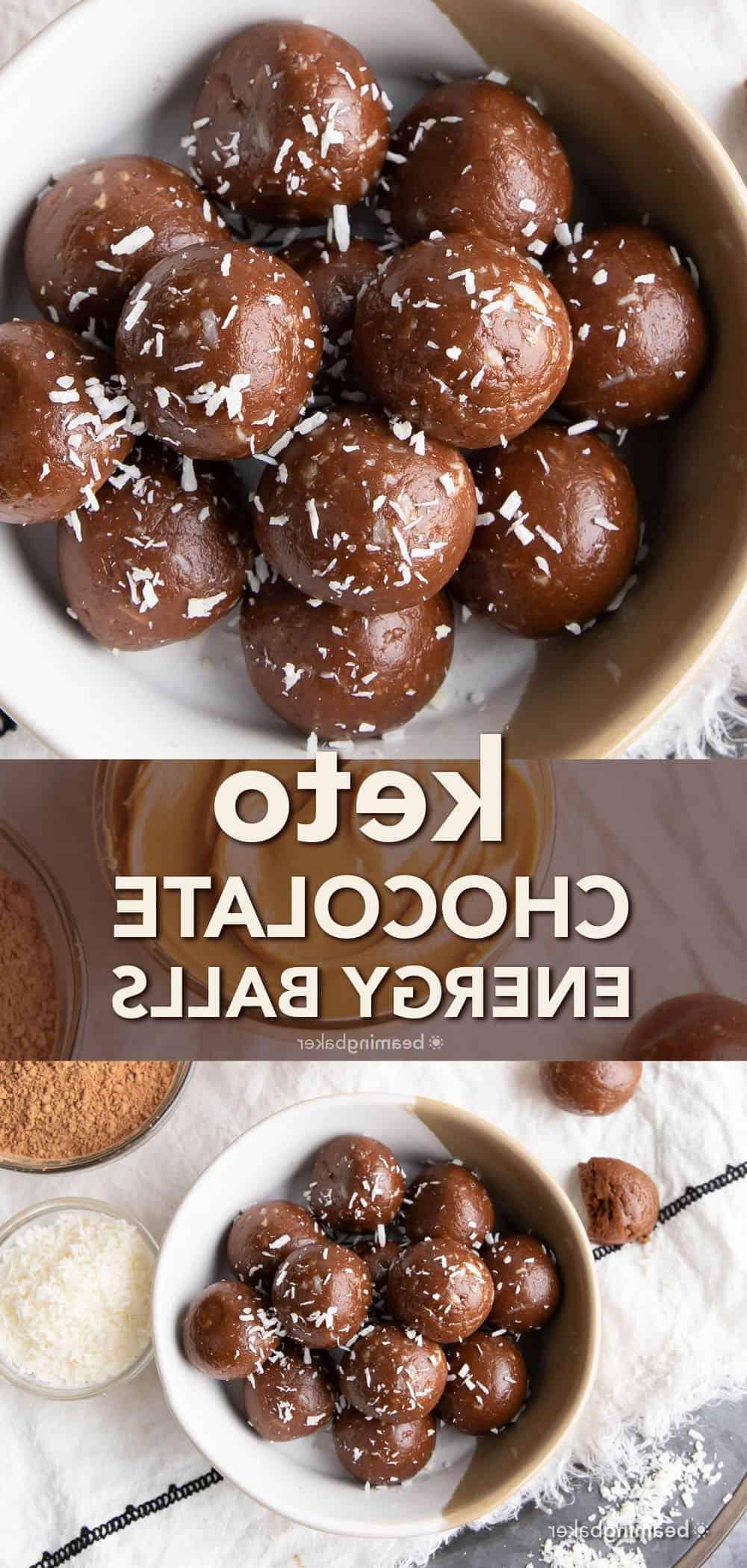Keto Schoko-Energiebällchen mit 4 Zutaten: Leckere, zuckerfreie und kohlenhydratarme Energiebällchen ohne Backen – ideal für die ketogene Ernährung. Auf BeamingBaker.com.