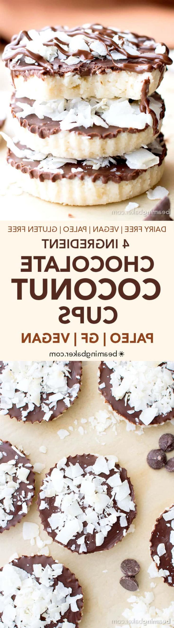 4-Zutaten-Paleo-Schoko-Kokos-Törtchen (V, GF, Paleo): Ein 4-Zutaten-Rezept für köstliche, kokosgefüllte hausgemachte Mounds-Cups. #Vegan #Glutenfrei #Paleo #Milchfrei | BeamingBaker.com
